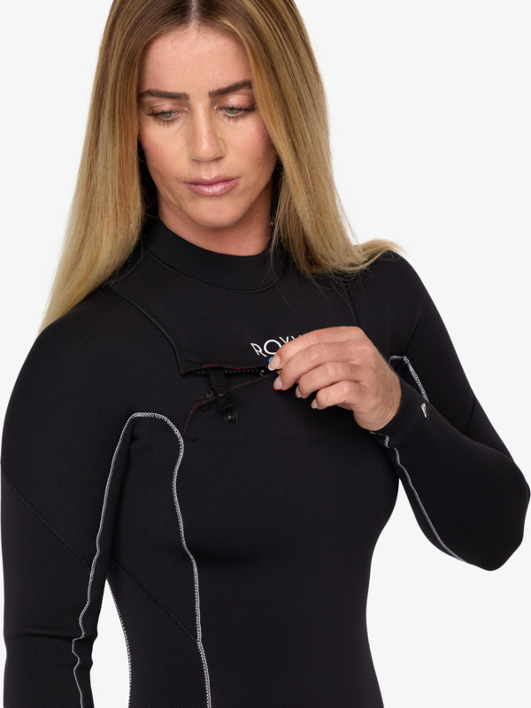 3/2 Elite Xtra Stretch Combinaison de surf zip poitrine Noir Femme