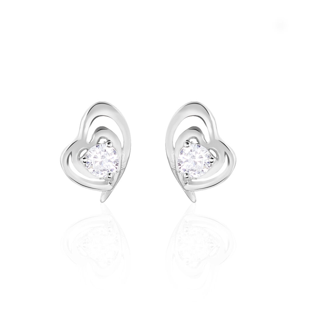 Boucles D'oreilles Puces Alou Argent Blanc Oxyde De Zirconium