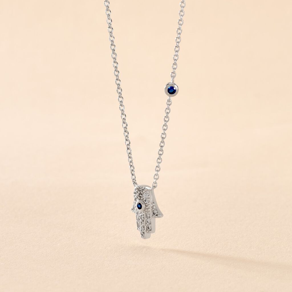 Collier Symbolique Argent Blanc Oxyde De Zirconium