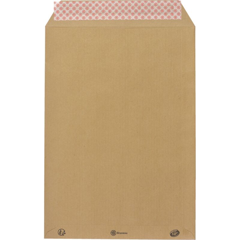 Pochette kraft milleraies brun 229 x 324 mm Bruneau 90 g avec fenêtre 50 x 100 mm - Boîte de 250