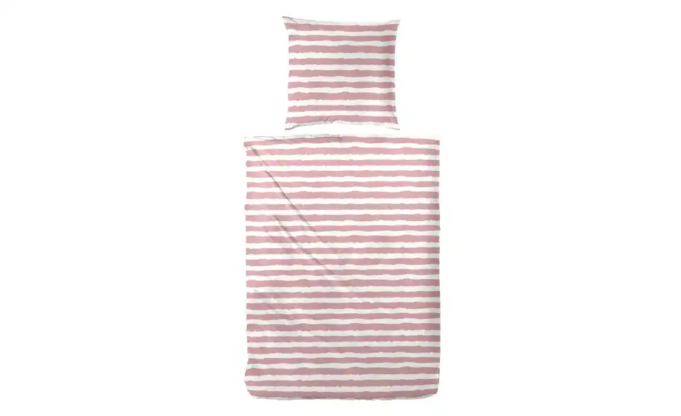 Baumwoll Bettwäsche-Set Rosa, Weiß 220 cm 155 cm
