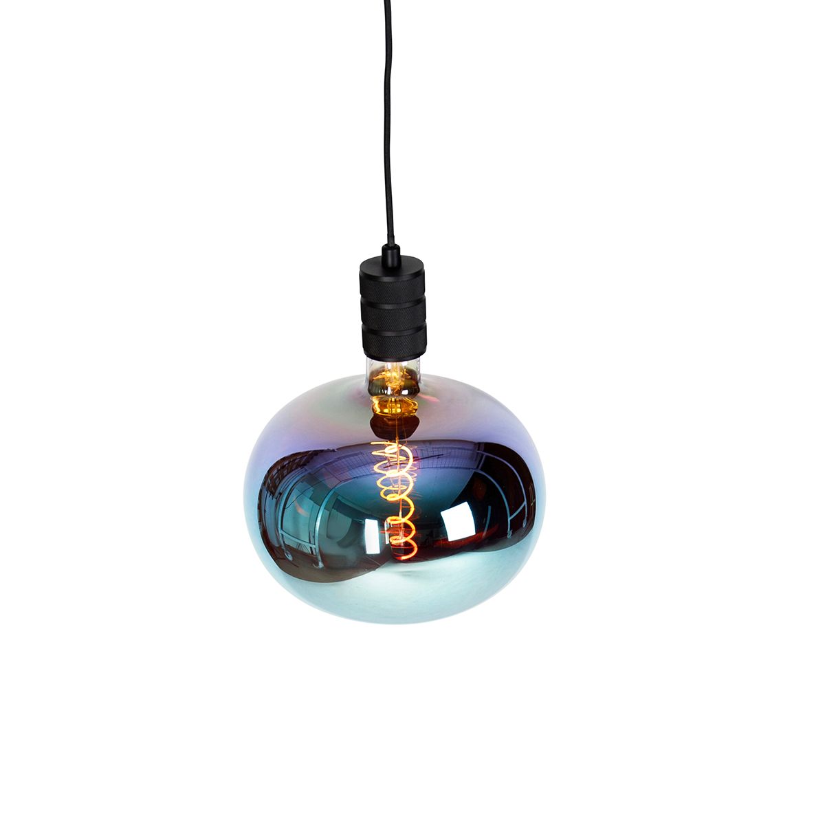 Hanglamp met rail ophanging zwart incl. LED G220 - Cavalux