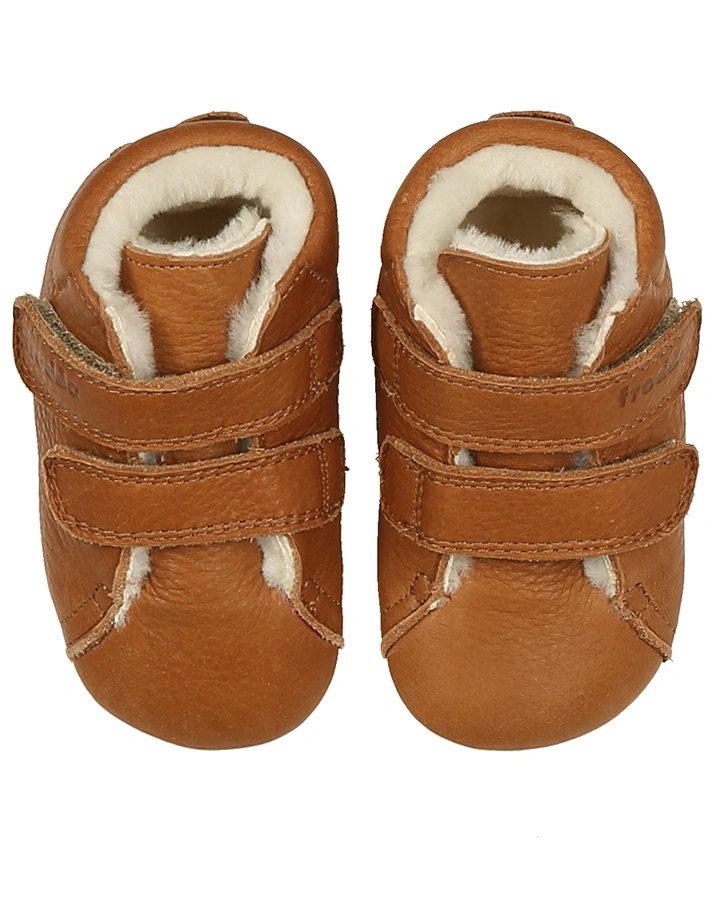 Leder-Krabbelschuhe PIRKO gefüttert in cognac