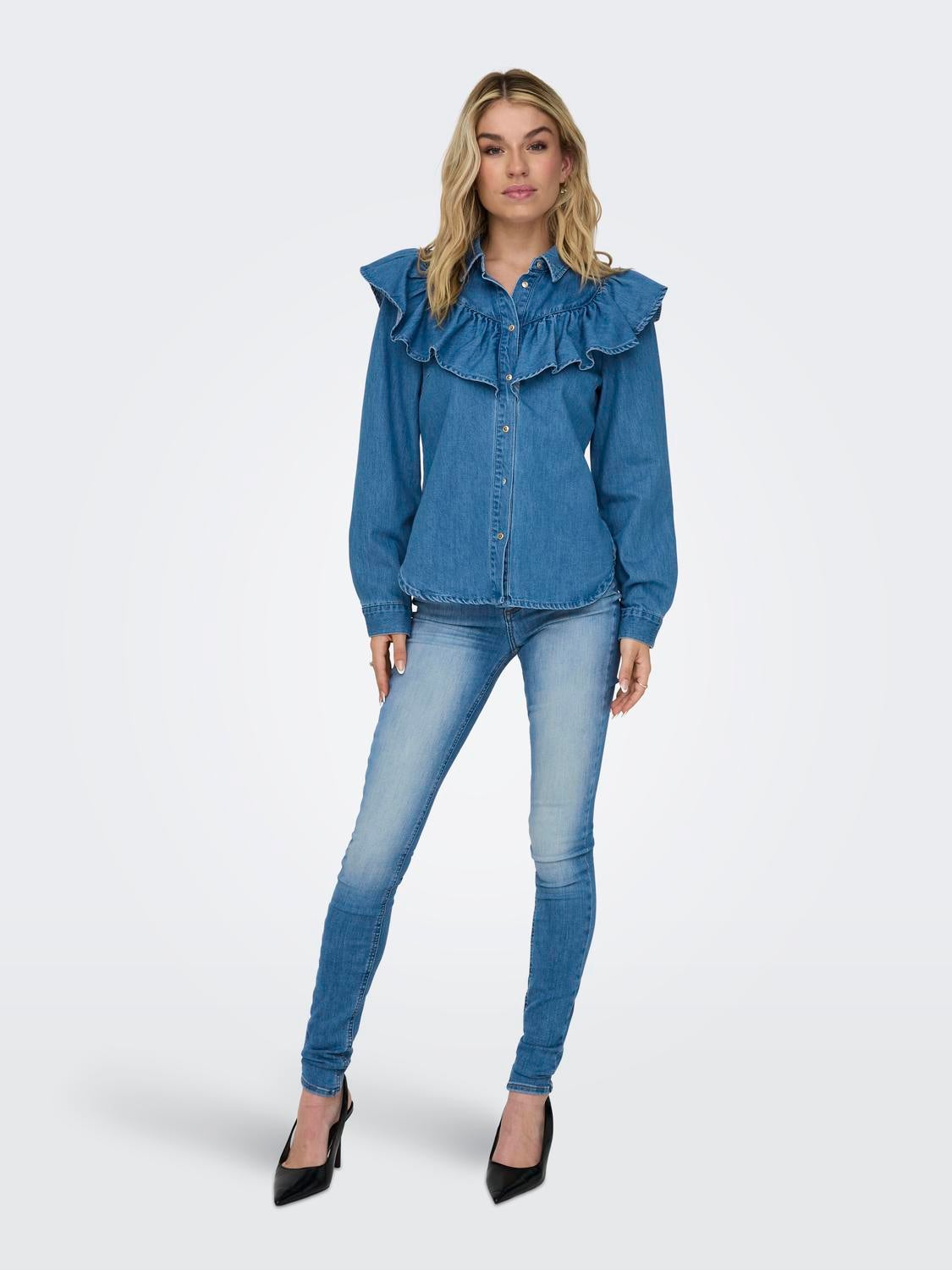 ONLBLUSH Hohe Taille Skinny Fit Jeans Light Blue Denim