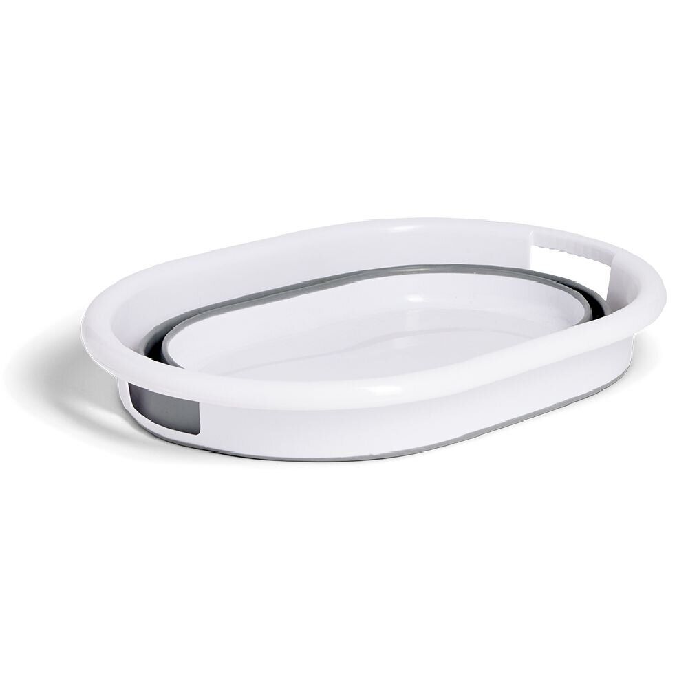 Panière à linge rétractable 54x23x39cm plastique blanc et gris