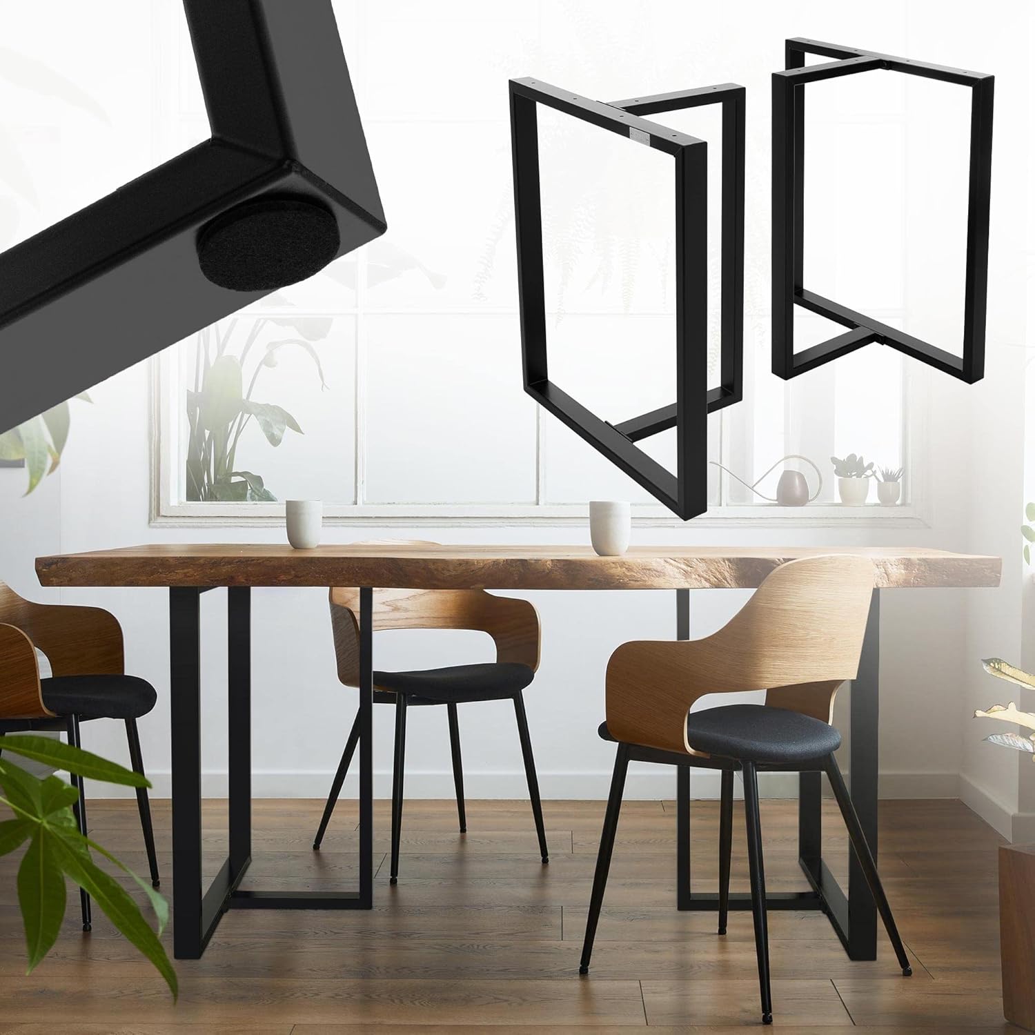 ML-Design 2er Set Tischgestell B60xH72 cm in T-Form, Metall, Schwarz, Industrial-Design, Kufengestell für Esstische & Schreibtische, Tischbeine Tischkufen Tischuntergestell Möbelfüße für DIY-Projekte