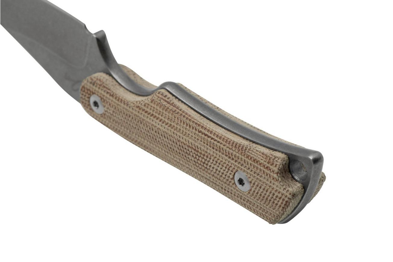 Mercury Kali N690 Stonewashed Clip Point, Natural Canvas Micarta, vaststaand mes