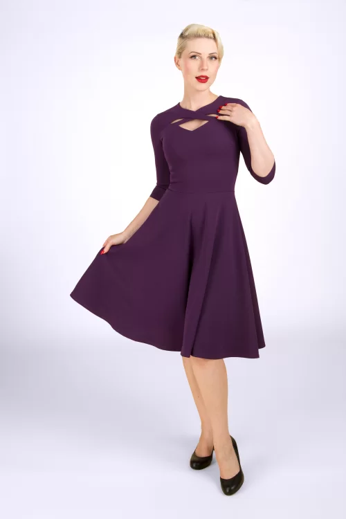 Vintage Chic for Topvintage Leah swing jurk in aubergine