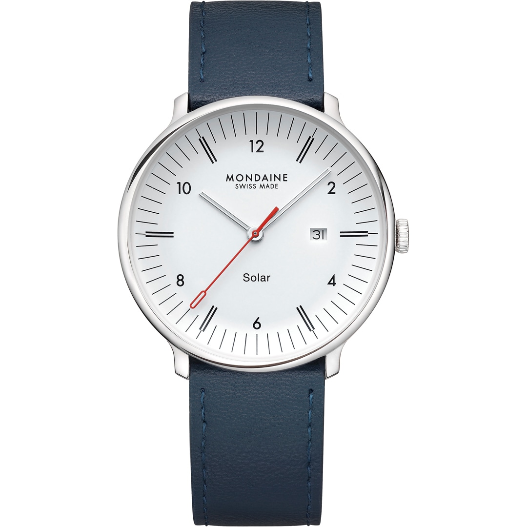 Mondaine Doppio Solar Blau / Weiss Ø 41