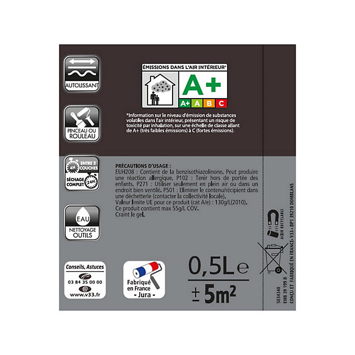 Vernis plan de travail bois V33 Expert incolore brillant 0,5L