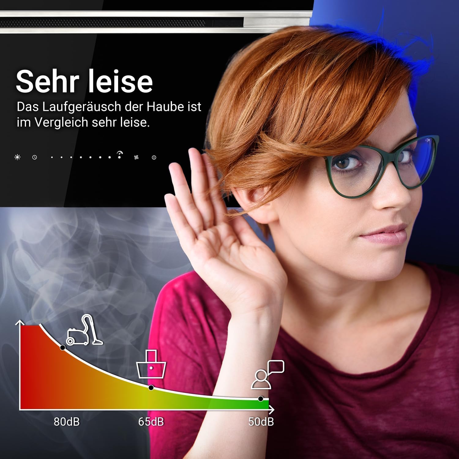 KKT KOLBE A+++ Dunstabzugshaube 60 cm 782 cbm/h Umluft Abluft Kopffrei Wandhaube | Schwarz Silber Edelstahl | Glas | Nachlaufautomatik | Smart WiFi App WLAN | SensorTouch | RGBW LED | AURORA6005SE