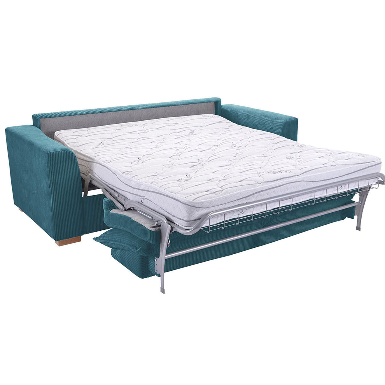 Bobochic Canapé droit augustin ouverture express velours côtelé bleu foncé foncé foncé  - 205x97x96 cm