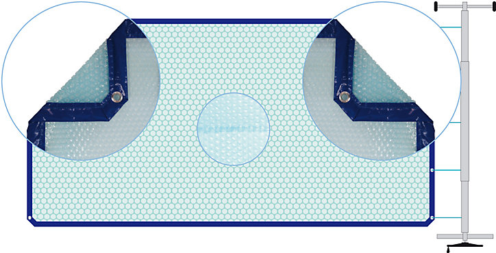 Couverture d'été à bulles piscine Agon 4,31x7,5m bleu - Just'aposé