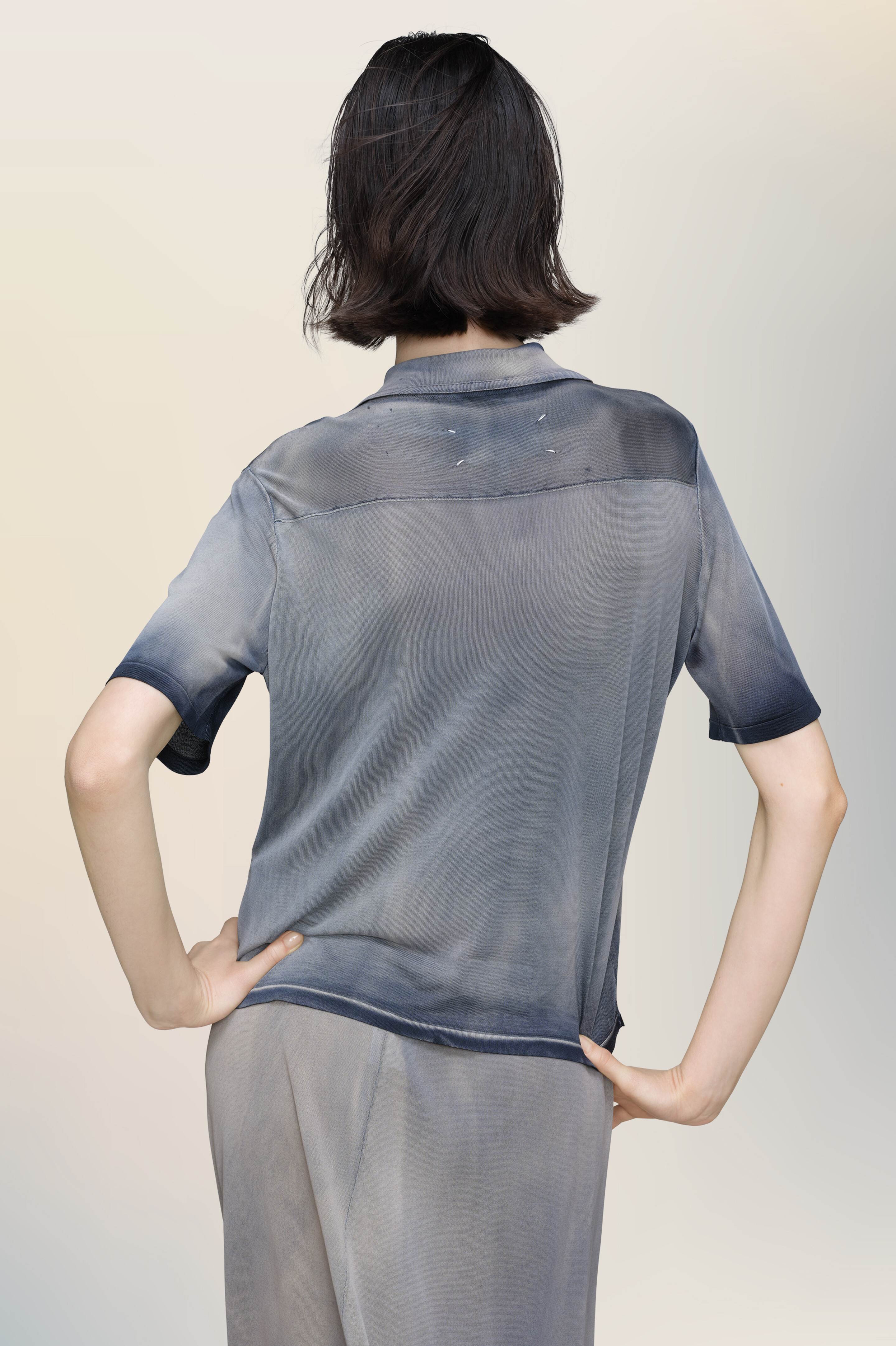 Polo sun-faded bleu en viscose pour femme
