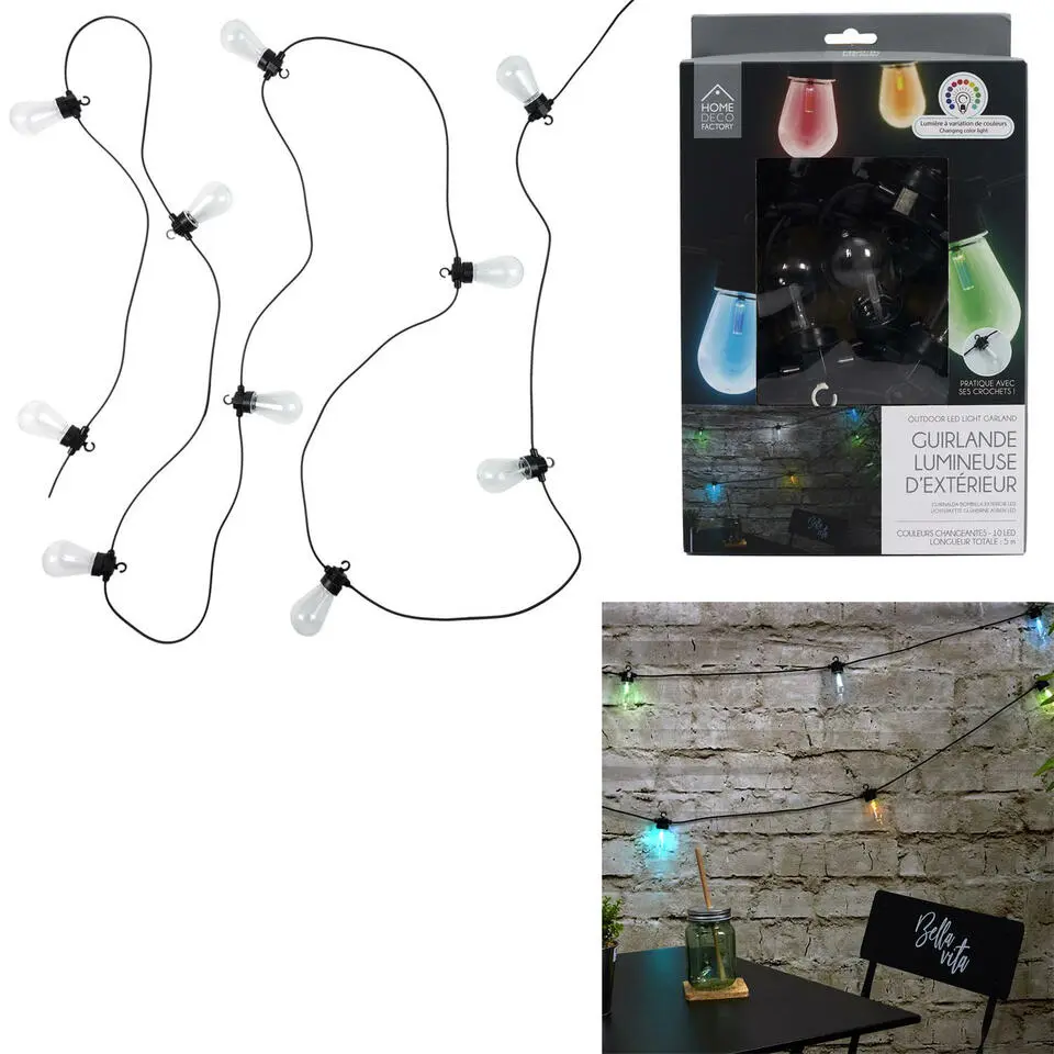 Home Deco Factory feestverlichting - 10 LED - gekleurd - 450 cm