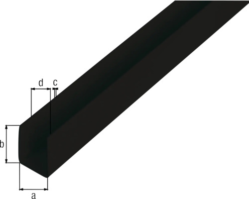 U-profiel PVC zwart 18x10x1 mm, 1 m