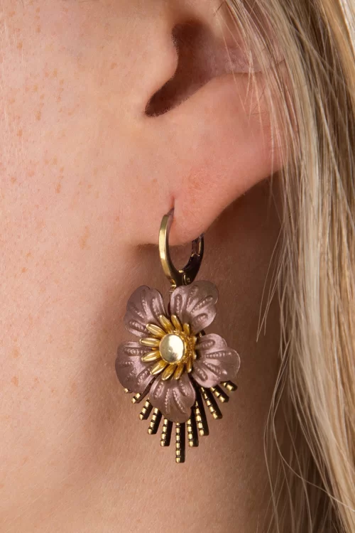 Urban Hippies Raio Flower oorbellen in goud en brons