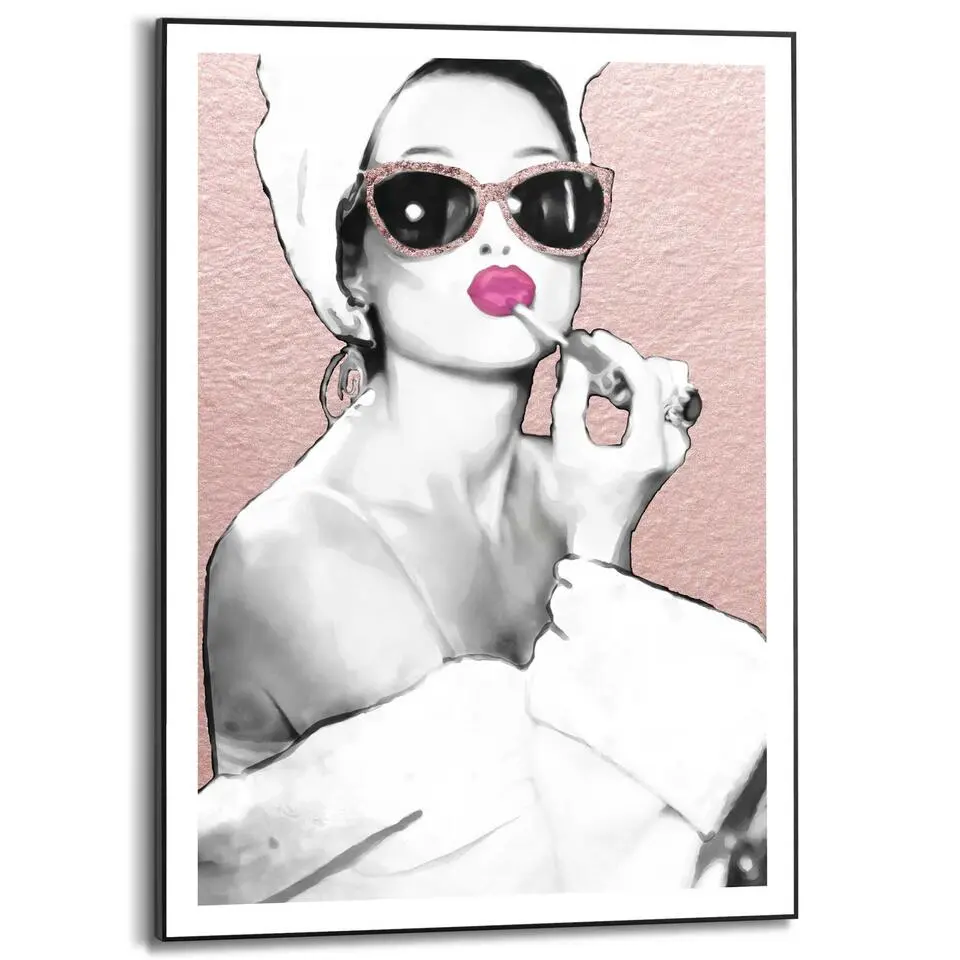 Schilderij Lipstick Beauty - 70x50cm - Roze