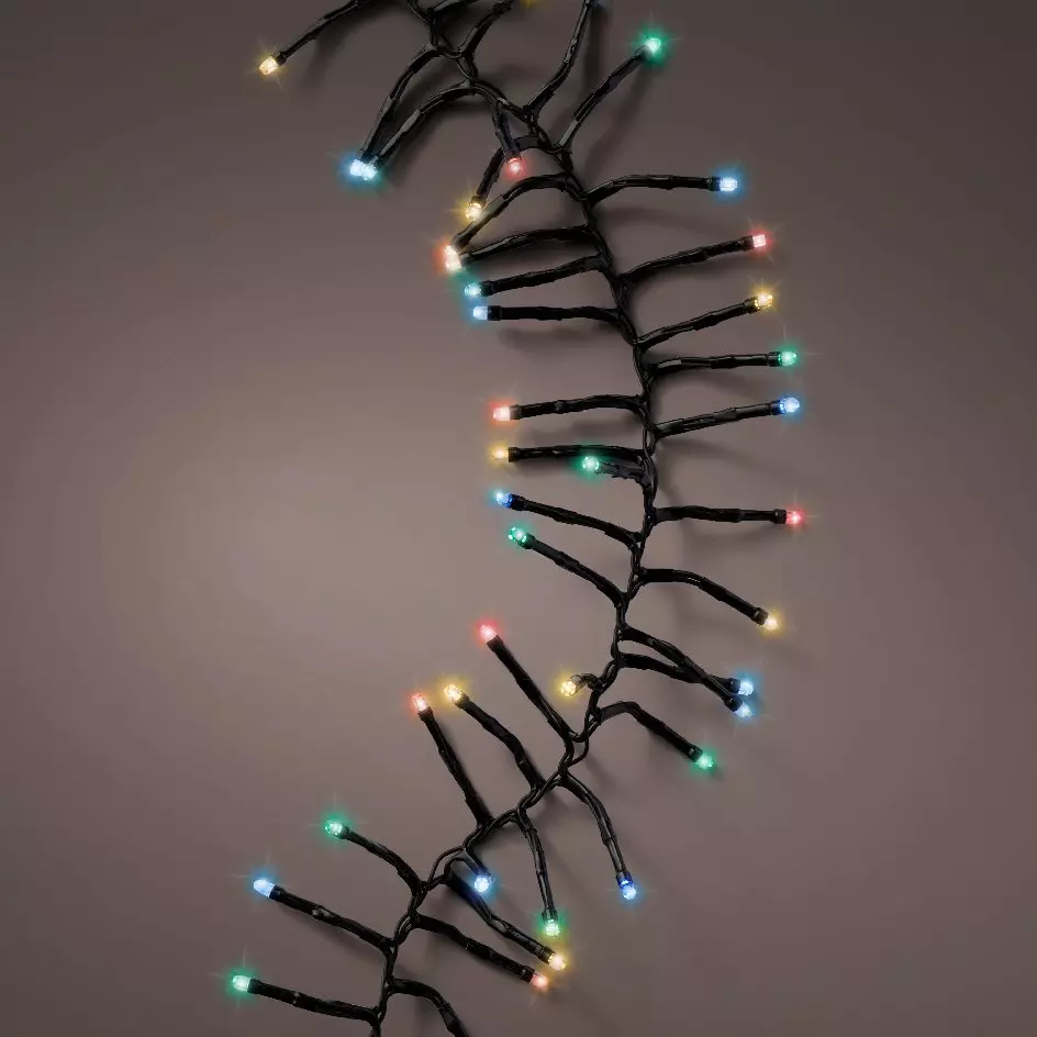Guirlande lumineuse à piles 6 m 600 LED câble noir Grappe Durawise Multicolore