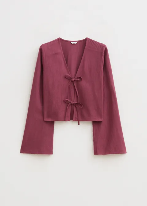 Linnen mix blouse paars (MAUVE)