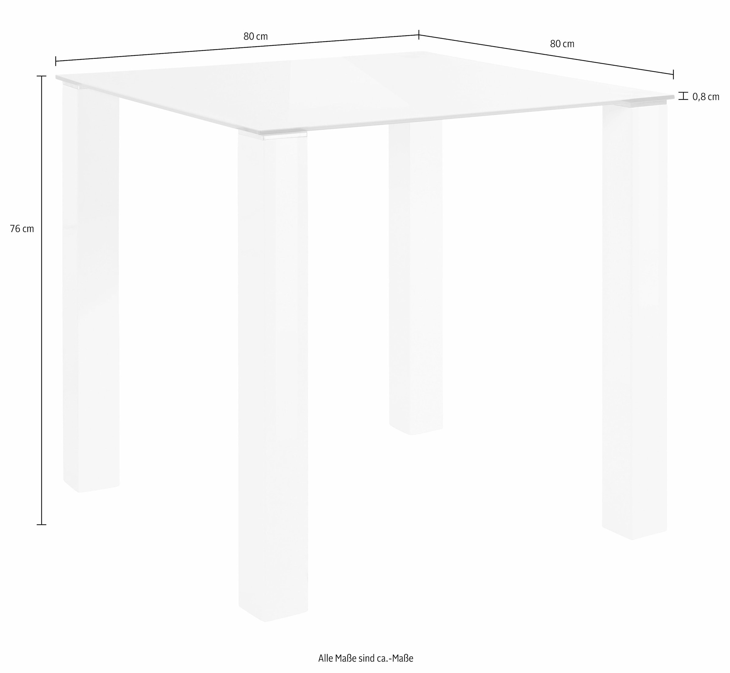 INOSIGN Essgruppe Set, 5 Stk. tlg. mit Glastisch, Breite 80 cm