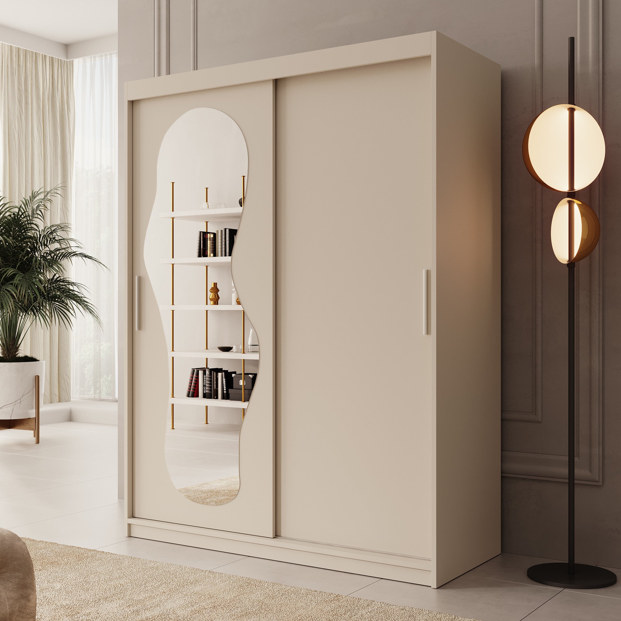 Ulysses - Kledingkast met schuifdeuren - Beige - 150x62x200 cm