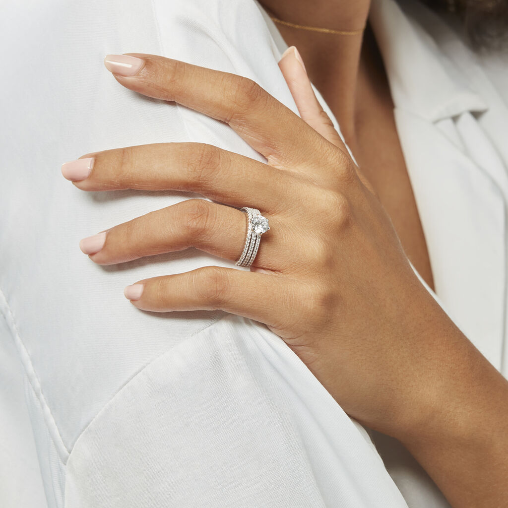 Bague Solitaire Ellora Argent Blanc Oxyde De Zirconium