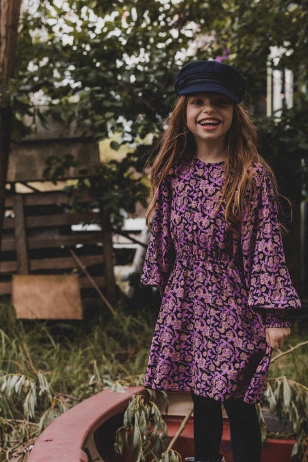 LOOXS jurk met all over print paars