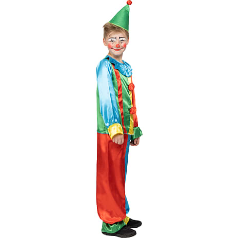 Klovne kostume med hat - str. 128 cm