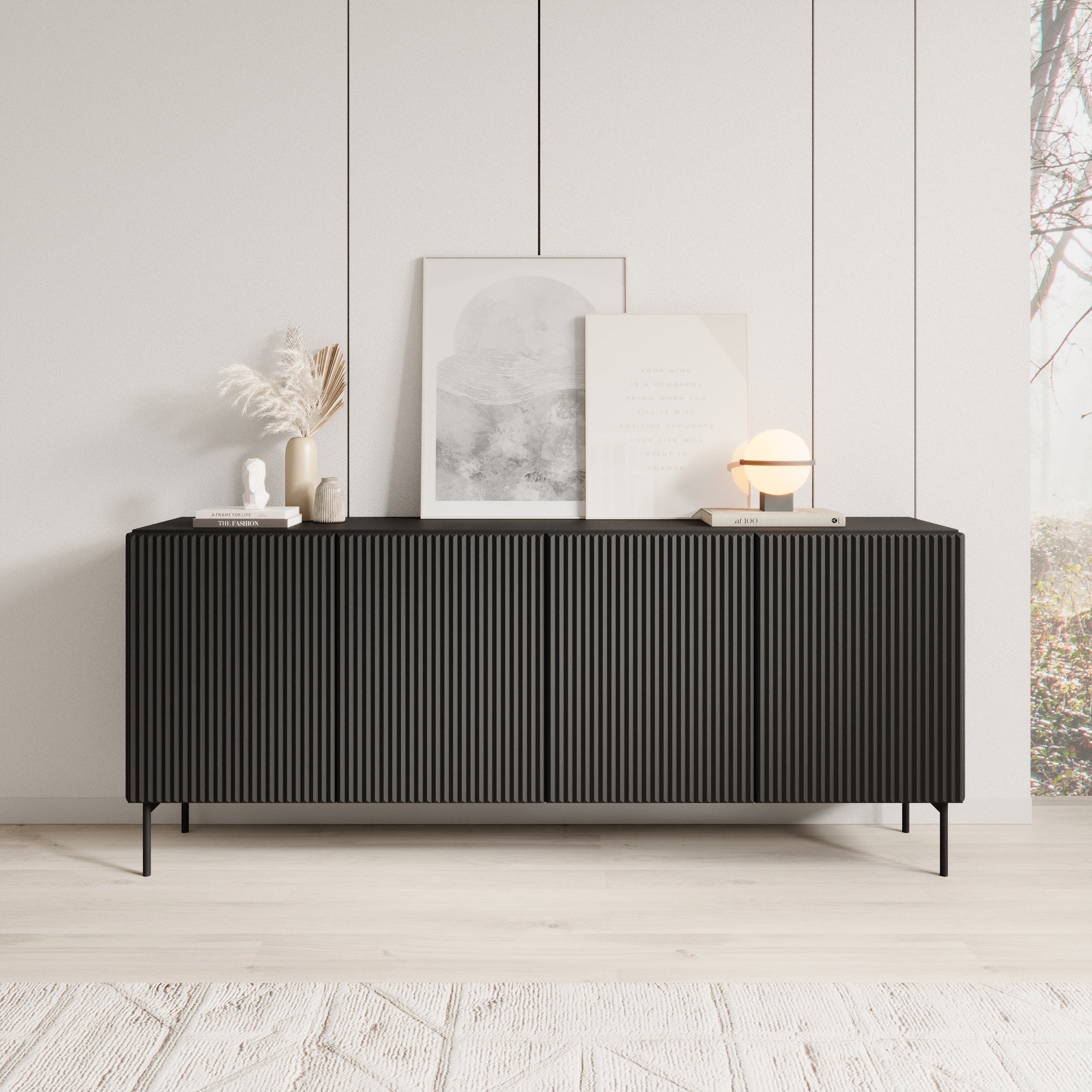 Meubella - Marajo - Dressoir - Zwart - 195 cm