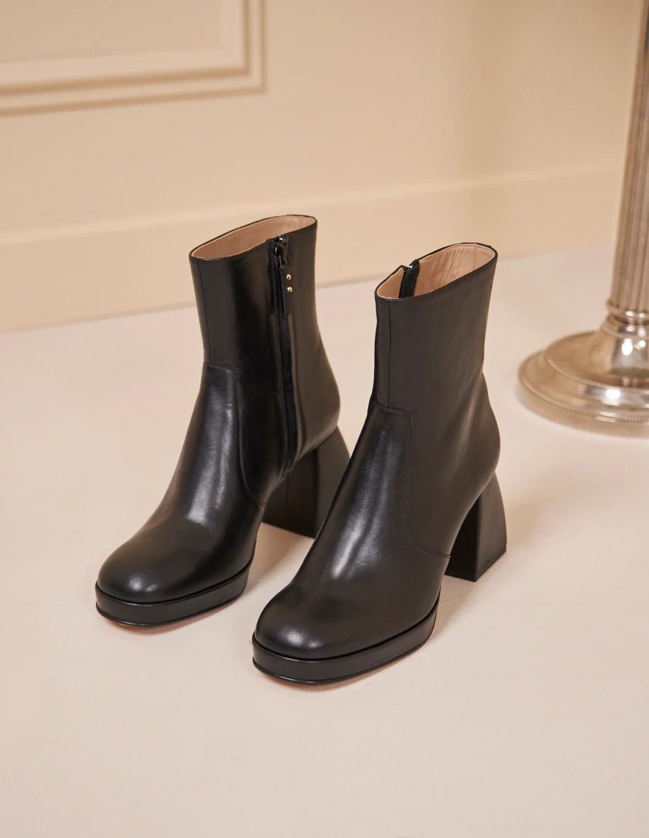 Bottines à talons Marina - Cuir noir