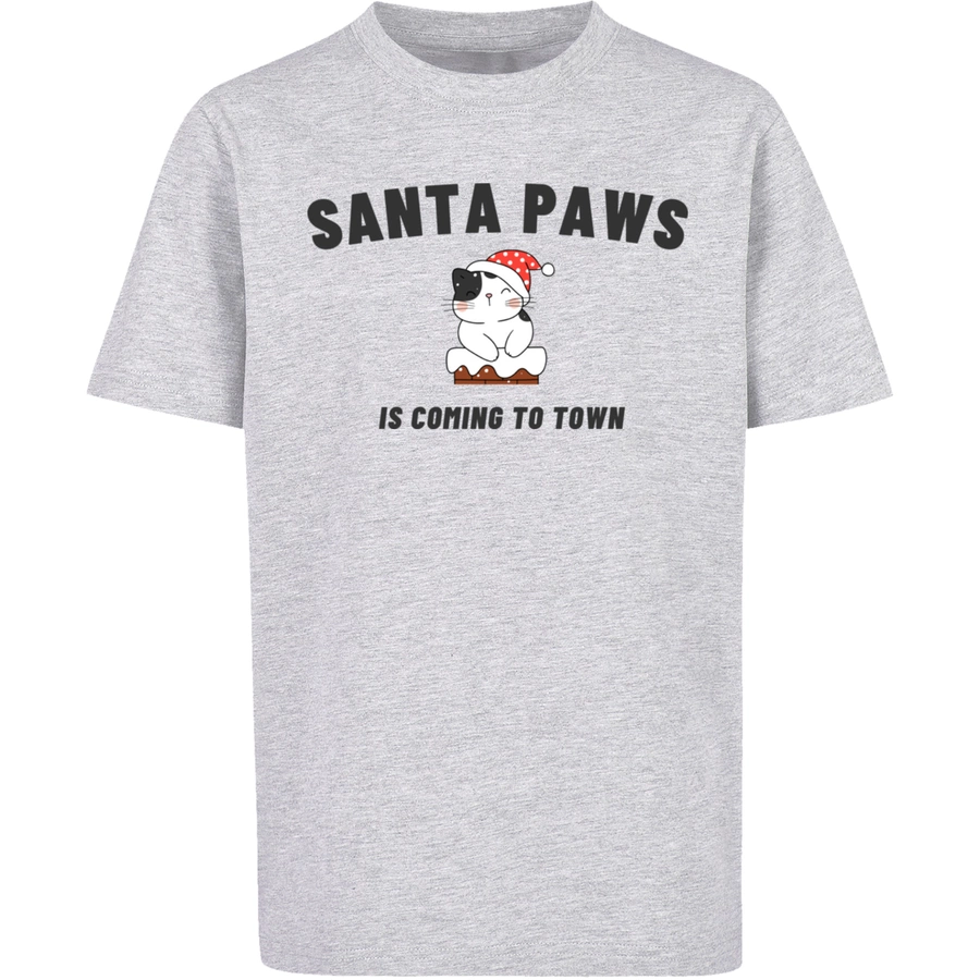 F4NT4STIC T-Shirt Santa Paws Christmas Cat heather grey