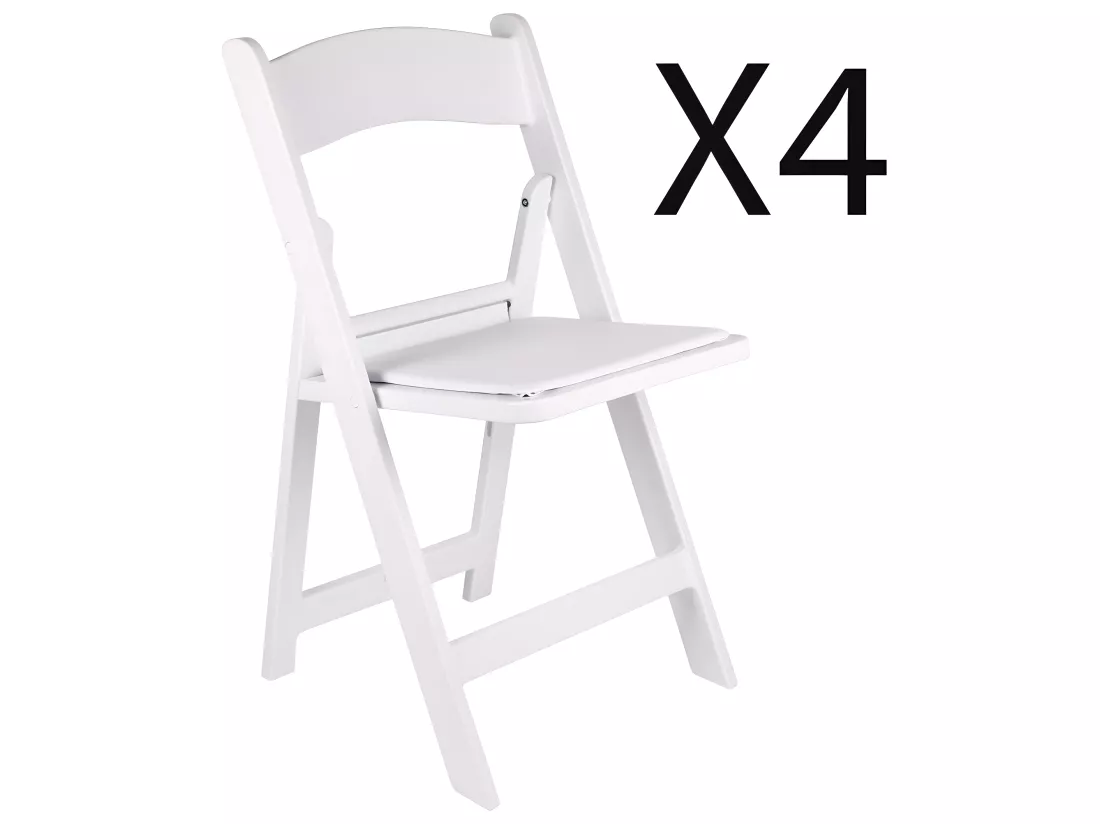Lot de 4 chaises pliantes en Polypropylène coloris blanc - L. 44,5 x P. 43 x H. 88 cm