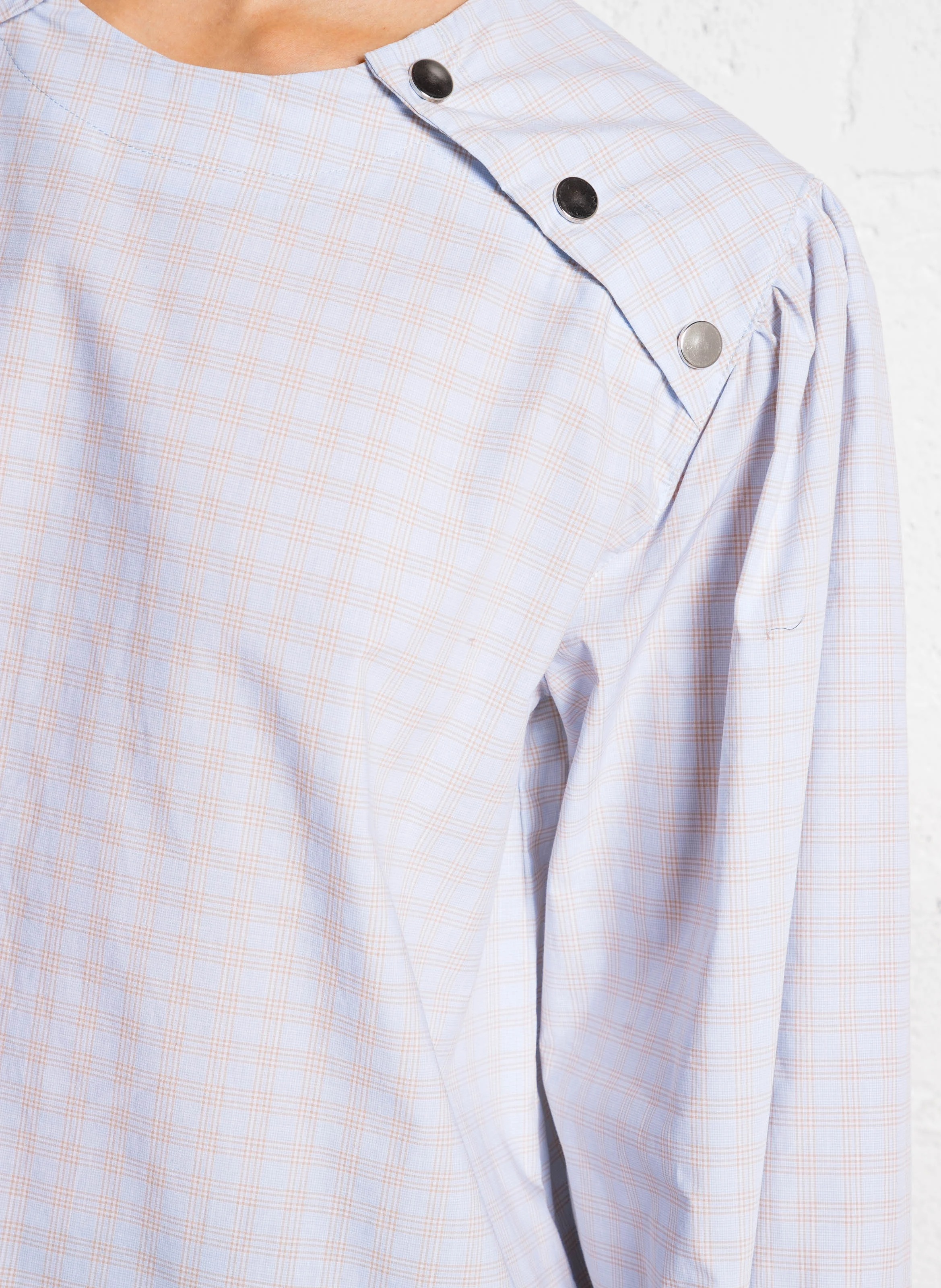 Blouse ample à carreaux en coton | Bleu