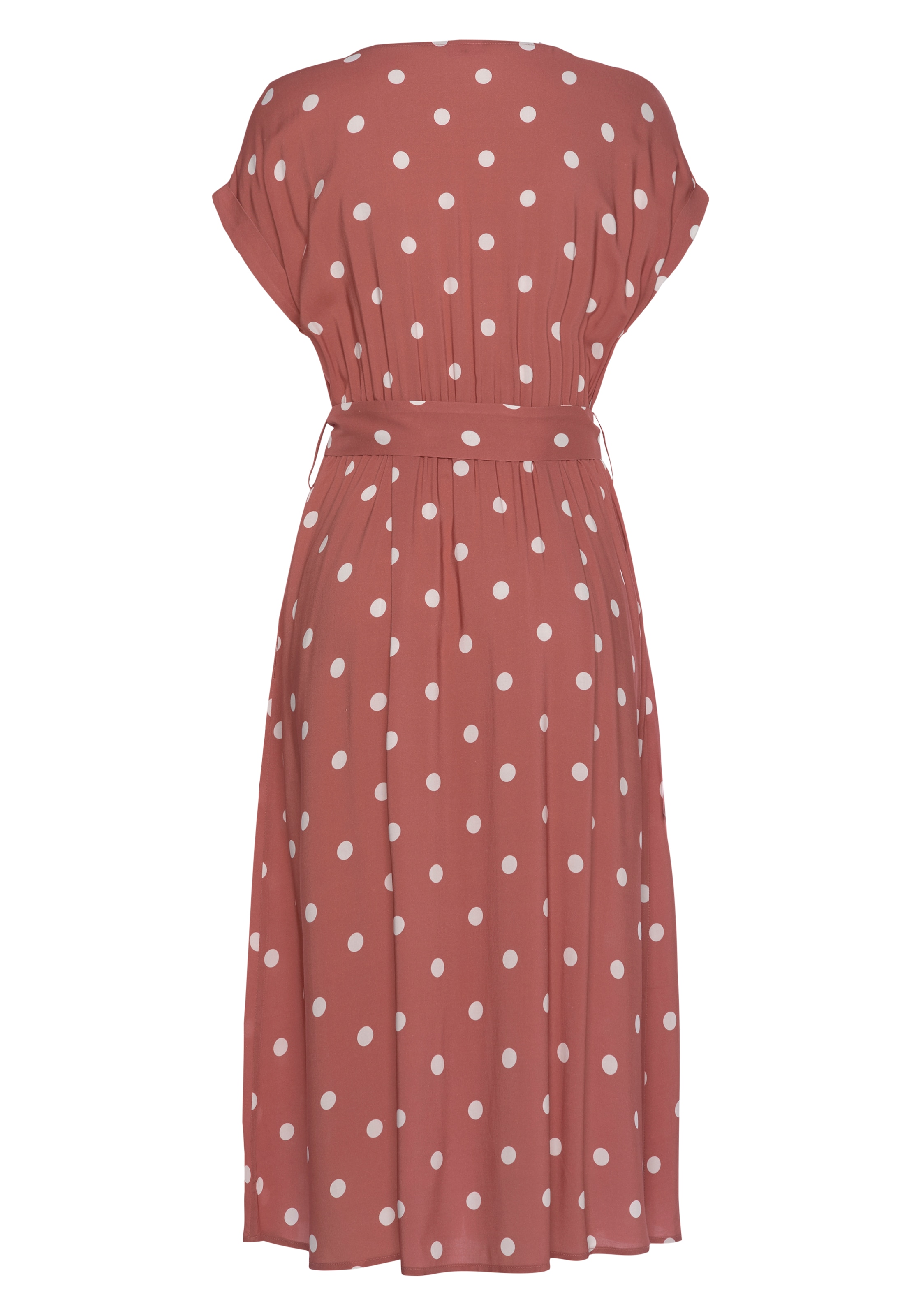 LASCANA Midikleid mit Gürtel,  Seitennahttaschen mit Punktedruck und Taschen, Sommerkleid