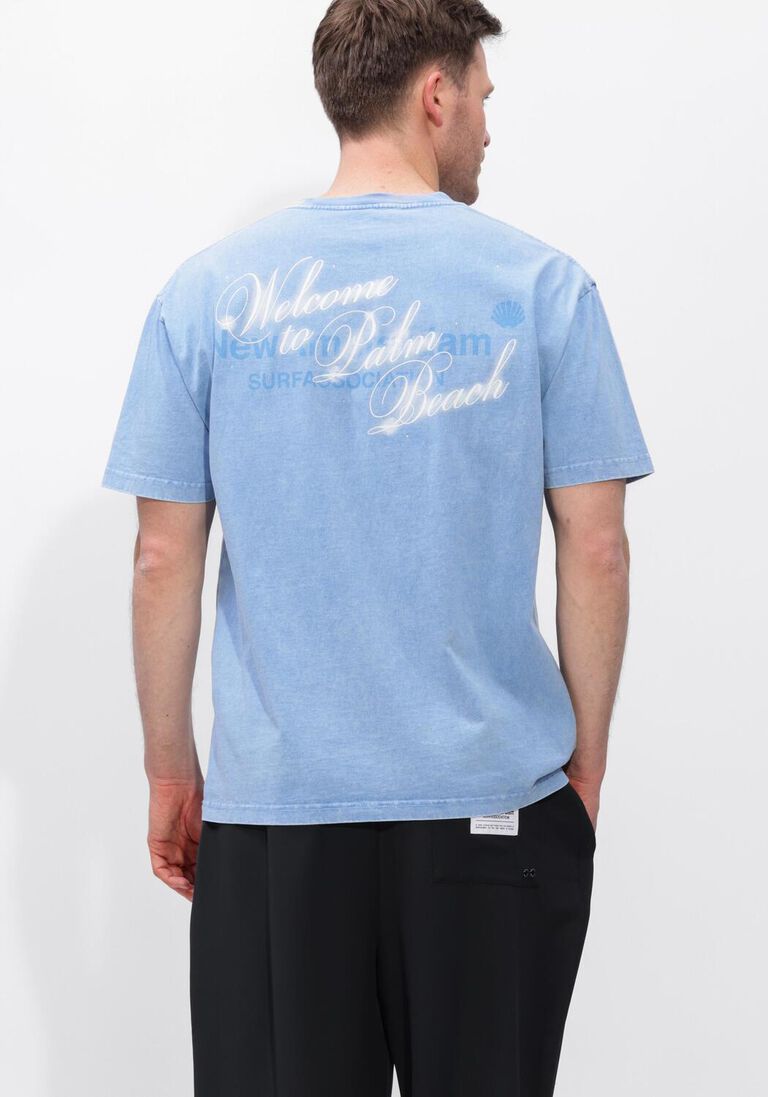 lichtblauwe new amsterdam surf association t-shirt welcome to palm beach tee blue