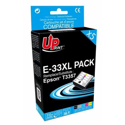 Cartouche compatible Epson 33XL Oranges - Pack de 5 - noir, noir photo, cyan, magenta, jaune - Uprint