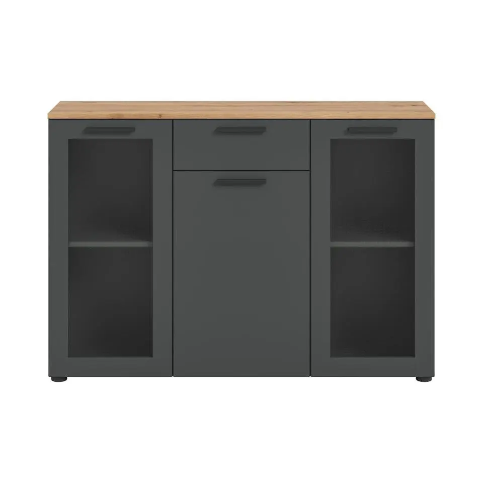 Hioshop Niklas dressoir 3 deuren- 1 lade grijs