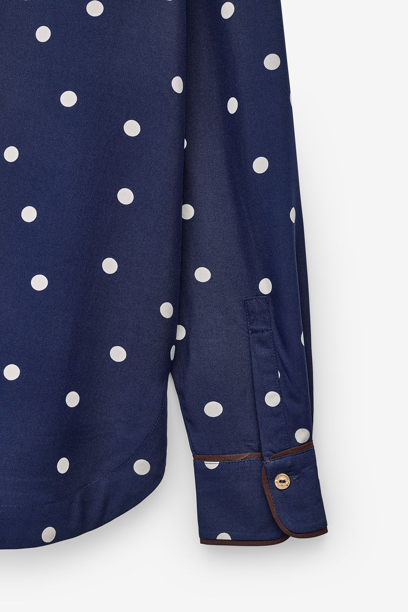 CAMISA POLKA DOTS COM FITA EM CONTRASTE