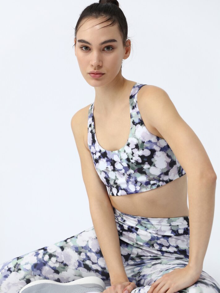Leggings esportivas estampadas - Lilás/branco