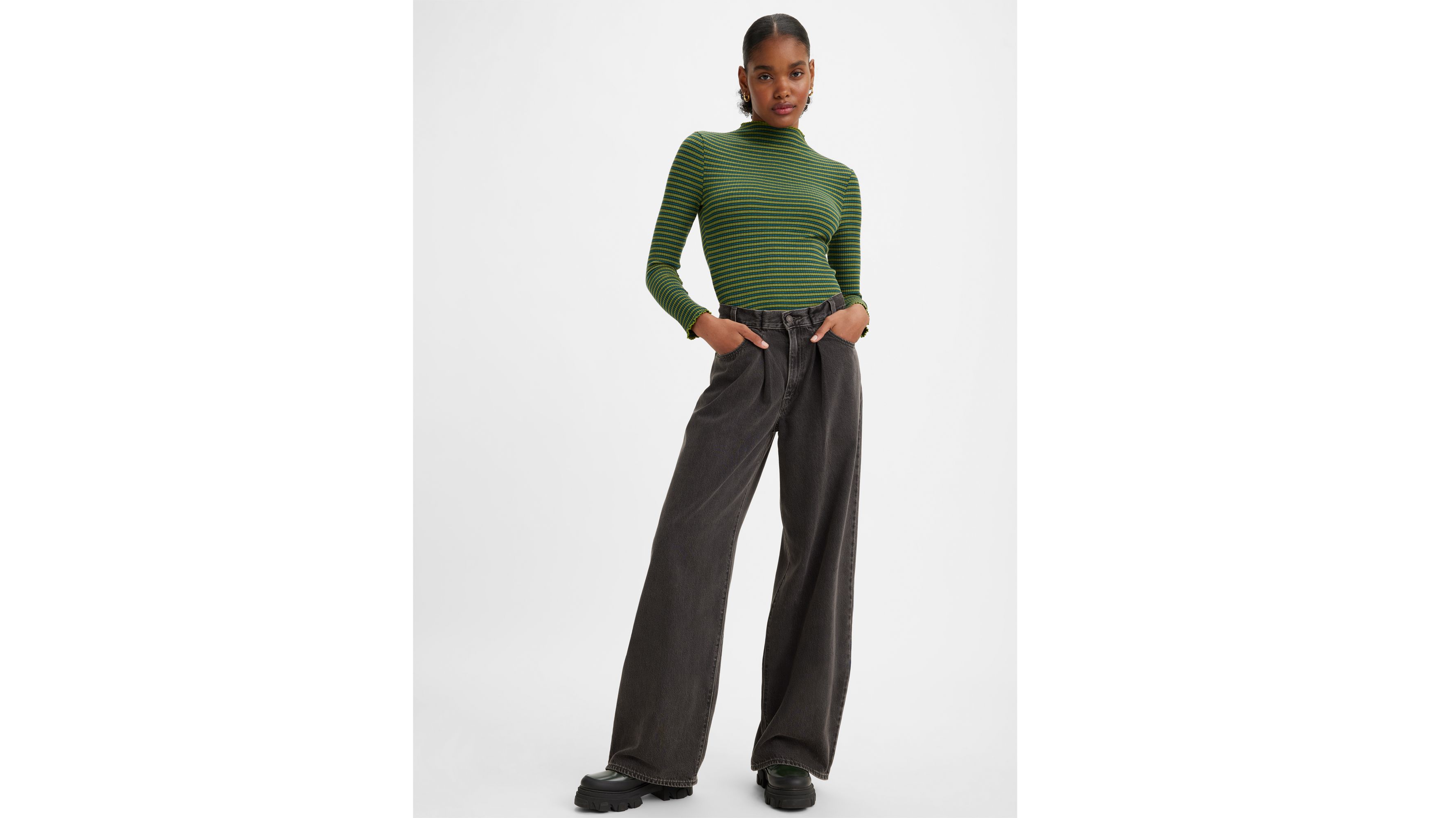 Pantalon Dad Baggy à plis marqués - Lose Control - Noir