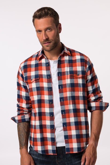 JP 1880 Karo-Flanellhemd, Langarm, Kentkragen, Modern Fit, bis 8 XL