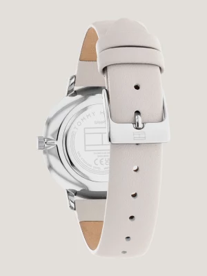 Relógio Cranation com pulseira de couro cinza e banho de ouro