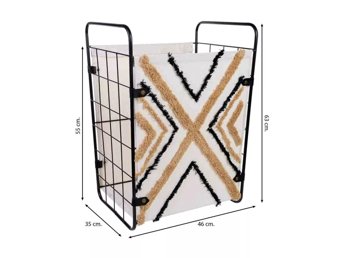 Panier à linge en métal et tissu 46x35x55/63