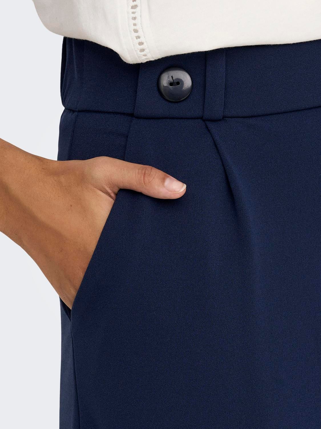 JDYGEGGO Mittlere Taille Weiter Beinschnitt Hose mit weitem Beinschnitt Black Iris