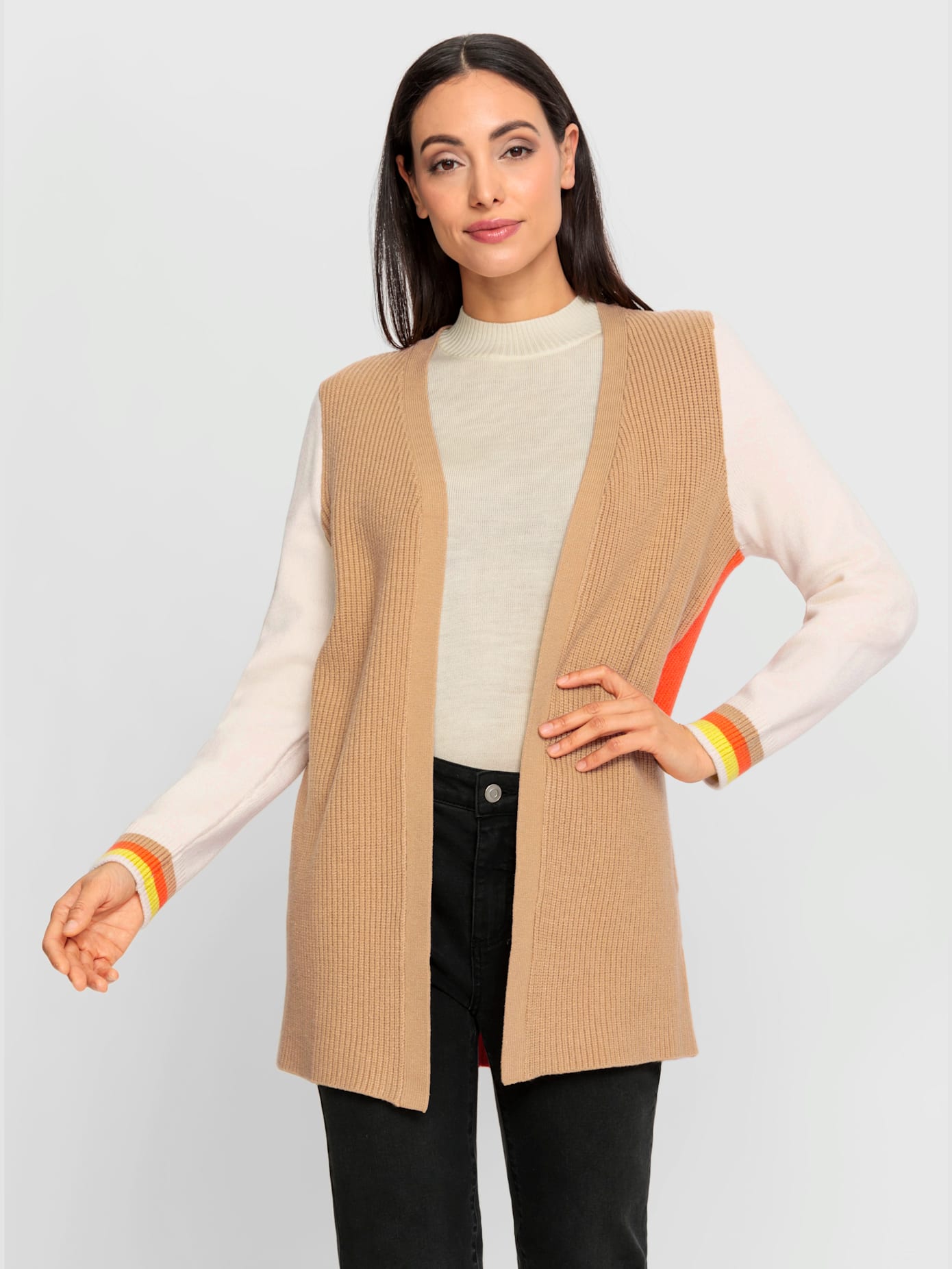 Veste en tricot motif color block tendance