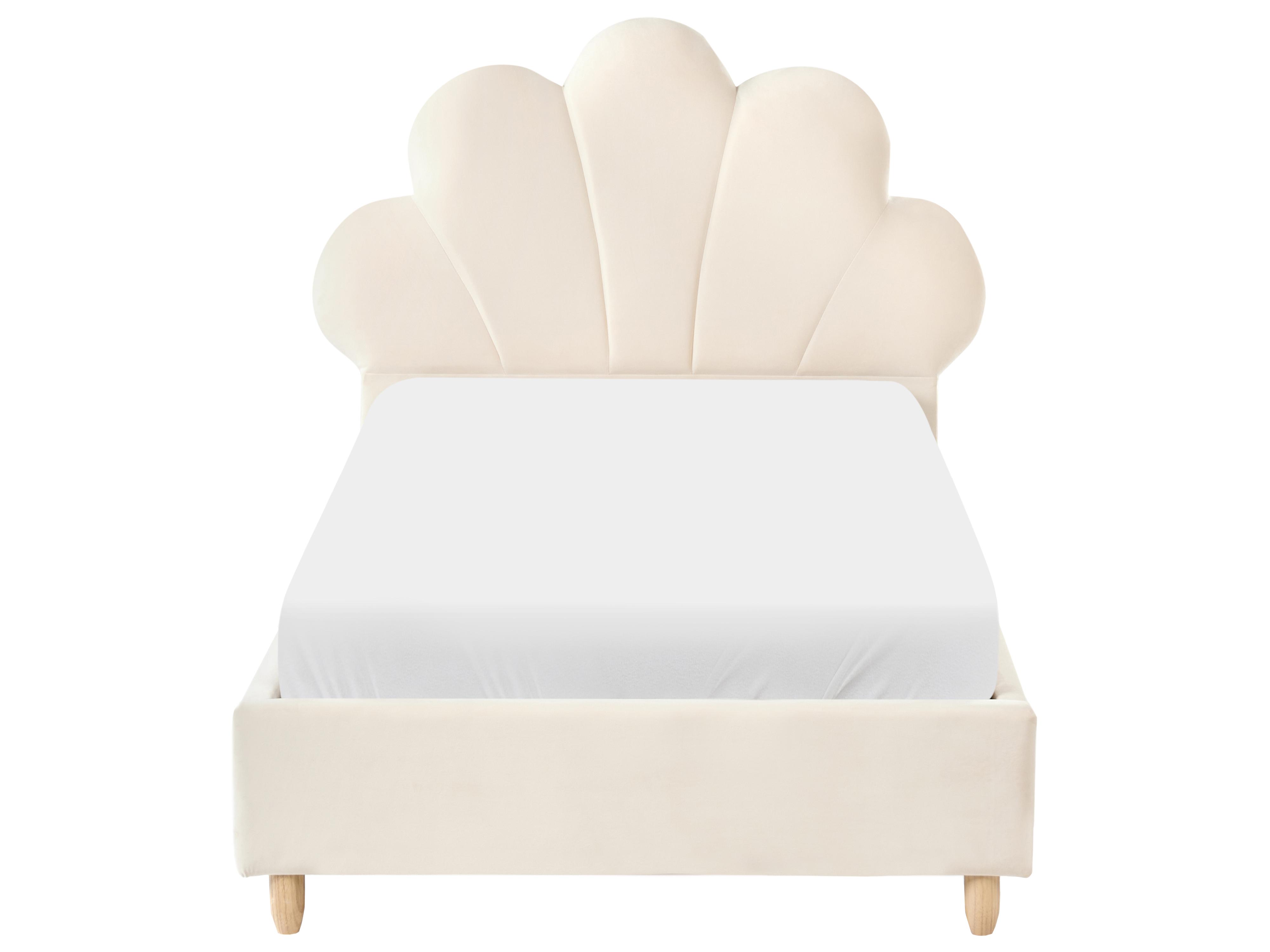 Kinderbed Zeeschelp Fluweel NEULISE 90 x 200 cm Beige