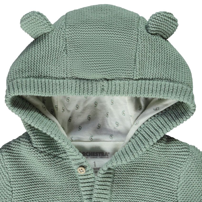 Gilet tricot à capuche ludique pour bébé garçon - Vert