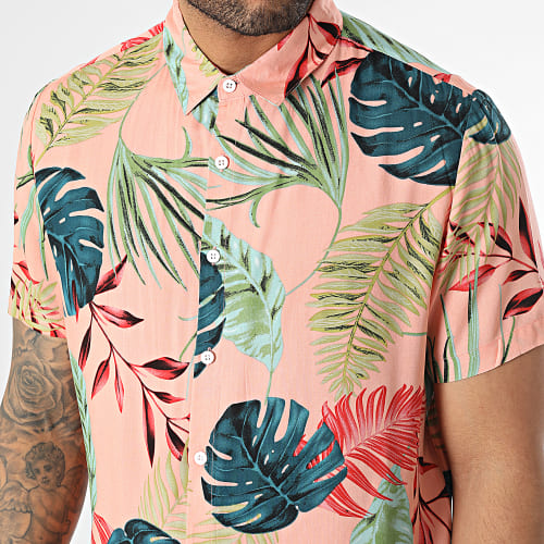 Chemise Manches Courtes Floral Rose