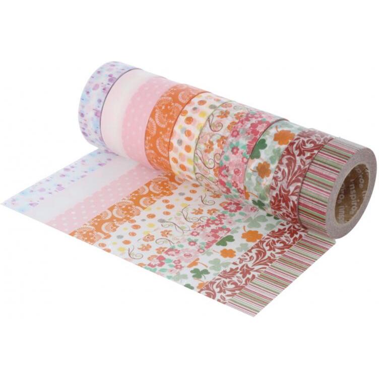 Ruban adhesif innspiro fantaisie decor floral        15mmx10m lot de 10 unites